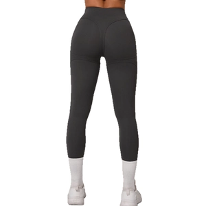 Leggings de yoga taille haute gris foncé avec effet galbant pour le fitness et sport