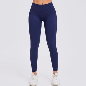 Donkerblauwe yoga legging met hoge taille en buikcontrole voor fitness en hardlopen