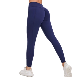 Hoge taille scrunch butt yogabroek in donkerblauw voor fitness en lichaamsvorming