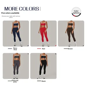 Detailansicht des Damen-Yoga-Sets in fünf Farben mit Sport-BH und enger langer Hose