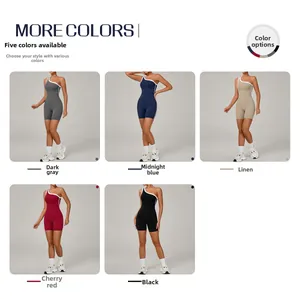 Détails de cinq couleurs de combinaisons de yoga asymétriques en tissu respirant