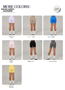 Détails des sept couleurs disponibles pour ce short de sport yoga taille haute respirant