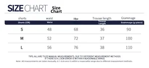 Guide des tailles détaillé pour short de yoga taille haute avec mesures S, M, L