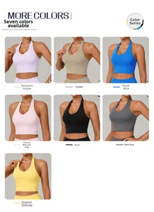 Layout a matrice di reggiseni sportivi allacciati al collo in sette colori per lo yoga