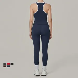 Ensemble de sport deux pièces pour femme avec legging taille haute et haut dos nageur