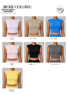 Detailed grid showing seven color options for women's slim fit sports yoga crop top