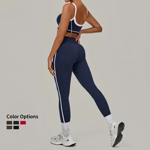 Yoga-Set für Damen in Dunkelblau mit Sport-BH und High-Waist-Leggings für Fitness und Sport