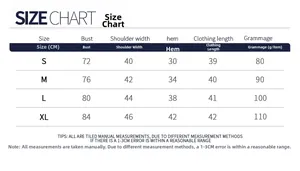 Size chart showing bust and length measurements in cm for tight quick-dry yoga t-shirt
