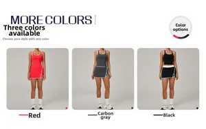 Conjunto de tenis para mujer con chaleco de contraste y falda corta en tres colores