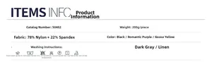 Detailed fabric specification for high waist yoga pants including 78% nylon and 22% spandex