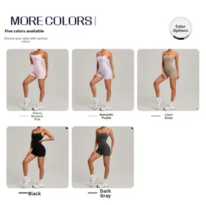 Vue multicolore de combinaisons de yoga dos nu en cinq couleurs avec coupe ajustée