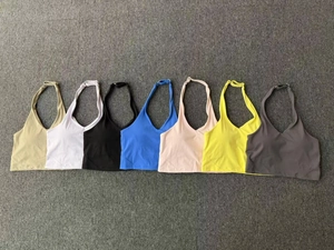 Reggiseni sportivi allacciati al collo colorati con anelli regolabili e scollo a V profondo