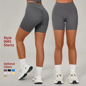 Short de Yoga Taille Haute Femme Remonte-Fesses Respirant Séchage Rapide Nylon Élasthanne Scrunch Butt Fitness Course Sport Bottom