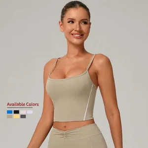 Women's two-piece yoga set with adjustable straps and color-block detailing