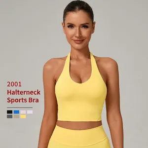 Reggiseno Sportivo da Donna con Allacciatura al Collo Top da Yoga Senza Schiena Regolabile Elastico Traspirante Corsa Fitness