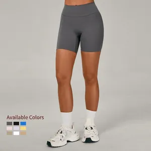 Short de yoga gris foncé à taille haute, séchage rapide pour course et fitness