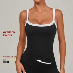 Canotta da Yoga Color Block da Donna con Schiena Scavata Reggiseno Sportivo Imbottito ad Alta Elasticità Fitness Corsa Top