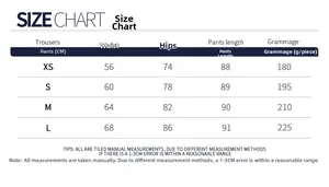 Tableau des tailles pour leggings de sport femme du XS au L avec mesures précises