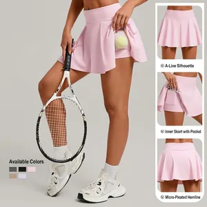 A-Linien Tennisrock für Damen mit hoher Taille, Innentaschen und plissiertem Stoff