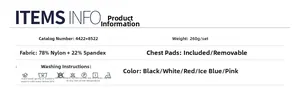 Größentabelle und Materialdetails für das Fitness Yoga Set aus 78% Nylon