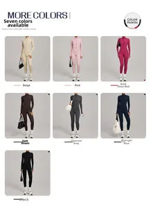 Multiples options de couleurs pour combinaison de yoga thermique avec col montant zippé