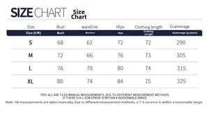 Detailed size chart for athletic tennis dress with measurements for S to XL sizes