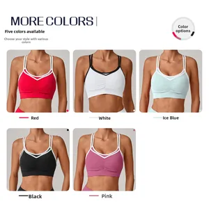Détails de soutiens-gorge de sport yoga en cinq couleurs avec bretelles croisées au dos