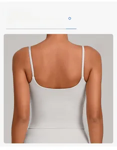 Deep U-shape open back yoga top with thin straps and elastic skin-friendly fabric