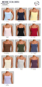 Detailed grid display of 13 vibrant colors for this slim fit yoga camisole sports top