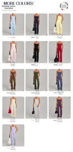 Detailed color chart of two-piece yoga sets with sports bras and wide-leg trousers
