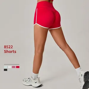 Women High Waist Yoga Shorts Contrast Trim Scrunch Butt Lifting Fitness Gym Running Shorts Elastic Athletic Shorts for Women