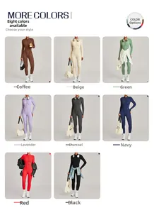Vue détaillée montrant huit couleurs disponibles du body de sport à manches longues ajusté