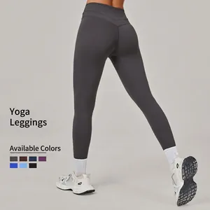 Pantalons de Yoga Taille Haute pour Femmes Sensation Nue Galbant Gainant Leggings Couleur Unie Séchage Rapide Respirant Fitness Sport