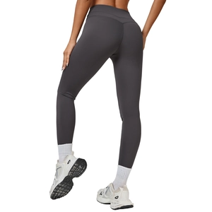 Leggings de yoga gris foncé taille haute avec couture en V pour effet galbant