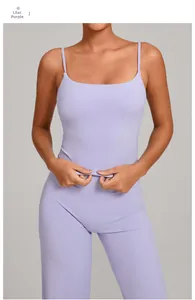 Detail of slim fit yoga vest and high-waisted leggings in elegant Lilac Purple finish