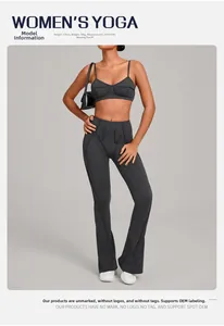 Détails de l'ensemble de yoga gris anthracite avec brassière et pantalon évasé