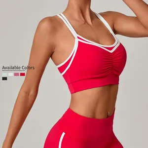 Ensemble soutien-gorge de sport dos nageur magenta et legging de yoga à taille haute