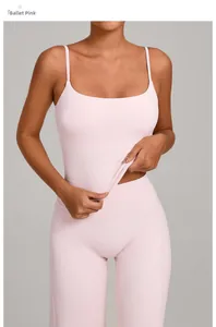 Close-up of ballet pink high-stretch yoga top showing premium fabric texture and elasticity