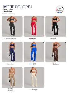 Collage d'ensembles de yoga en huit couleurs dont le gris carbone et le bleu