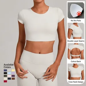 Completo sportivo da donna con top corto schiena scoperta e leggings yoga in 10 colori