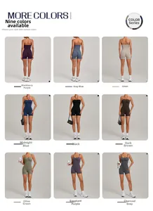 Collage de combinaisons de yoga côtelées avec poches déclinées en neuf couleurs variées