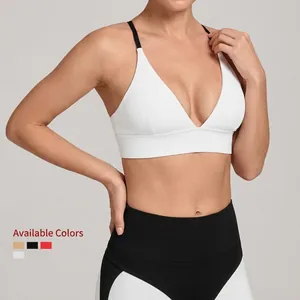 Sport-BH und Leggings-Set für Damen mit verstellbaren Trägern und Farbblock-Design