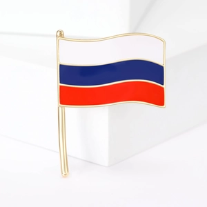 Fashion Creative Russia Flag Alloy Brooch Gold Plated Drip Oil Enamel Wavy National Flag Lapel Pin Badge Jewelry Clothing Decor