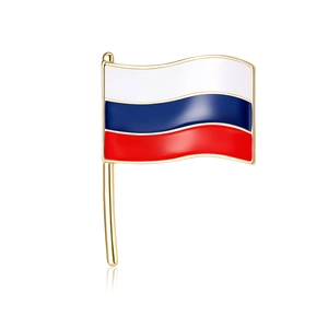 Russian Federation flag lapel pin with waving metal design and gold-plated finish