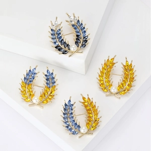 Élégante Broche en Alliage Épi de Blé Avec Strass en Cristal et Fausse Künstliche Perle Or Mode Broches Botaniques pour Vêtements Femme Bijoux Cadeau