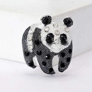 Broche Panda Mignonne Style Coréen en Alliage et Strass Broche Animale pour Femmes Accessoire de Décoration Créatif