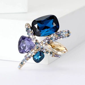 Broche papillon de luxe avec cristaux K9 multicolores et strass étincelants tchèques