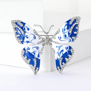 Vintage Legierung Emaille Schmetterling Brosche Mit Strass Eleganter Insekten Anstecknadel Für Damen Anzug Kleid Schmuck Accessoire