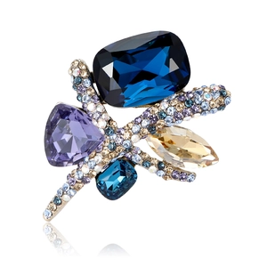 Broche géométrique élégante en cristal K9 avec strass multicolores sur base argentée