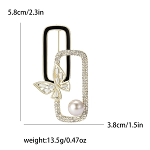 Elegant gold butterfly brooch with pearls and diamonds, stylish luxury clothing accessory